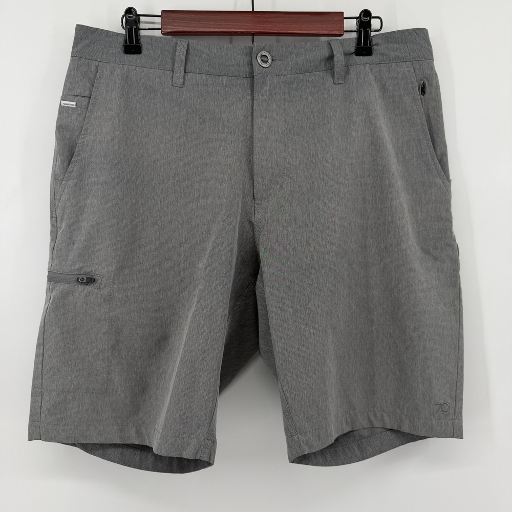 7Diamonds Hybrid Shorts Mens 34 Gray Heathered Performance Tech Cargo Golf